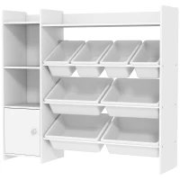AIYAPLAY Meuble rangement enfant 3 à 8 ans, rangement jouets enfant avec 8 bacs amovibles, étagères de rangement, placard, blanc(m-12)