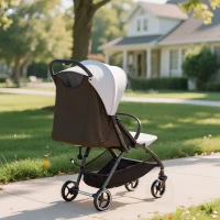 AIYAPLAY Travel Stroller, Lightweight Pushchair, Compact Buggy with Canopy, Basket and Multi-Position Recline, Light Grey(m-9)