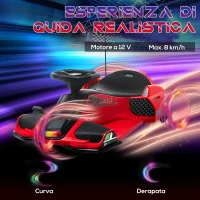 HOMCOM Go Kart Elettrico per Bambini 8-12 Anni Velocità 3-8 km/h per Drifting con Luci e Musica, Rosso(m-4)