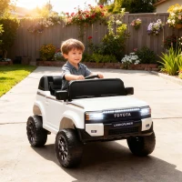 AIYAPLAY Auto Elettrica per Bambini TOYOTA Land Cruiser 12V con Telecomando, Età 3-6 Anni, Bianco(m-9)