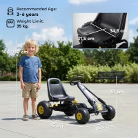 HOMCOM Vélo et véhicule pour enfants kart à pédales siège réglable frein manuel roues AR plastique acier noir jaune(m-3)