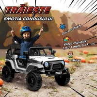 AIYAPLAY Mașină Electrică pentru Copii Off-Road 12V cu Dublu Motor, Vârsta 3-6 Ani, Telecomandă și Lumini, Albă(m-4)
