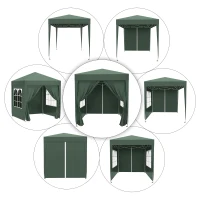 Outsunny Opvouwbare paviljoen, biertent, 4 afneembare zijwanden, 2 ramen, metalen frame, 2 x 2m, Donkergroen(m-9)