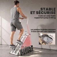 SPORTNOW Stepper d'Escalier Pliable, 3 Niveaux de Résistance, Hauteur Réglable, Écran LCD, Charge 150 kg, 90x50x133cm, Blanc(m-7)