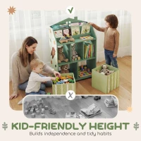 AIYAPLAY Kids Bookshelf with Storage, Toy Storage Unit with Book Display, Shelves and Fabric Drawers for Playroom Nursery, Green(m-5)