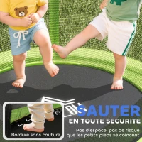 HOMCOM Trampoline pour enfant filet de sécurité porte zippée 6 poteaux rembourrés charge max. 45 kg Ø 1,40 x 1,90H m vert(m-5)
