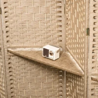 HOMCOM 4-teiliger Paravent, 160 x 170 cm, faltbare Trennwand mit 2 Regalen, Naturholz(m-8)