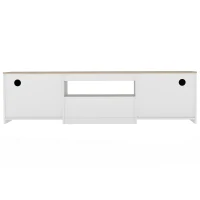 HOMCOM Tv-meubel hoogglans, voor tv's tot 65 inch, 3 vakken, lade, 160 x 38 x 43 cm, naturel hout(m-12)