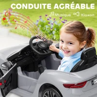 AIYAPLAY Voiture électrique pour enfants sous licence Maserati Gran Turismo Folgore, 12V avec télécommande, de 3 à 5 ans, gris(m-7)