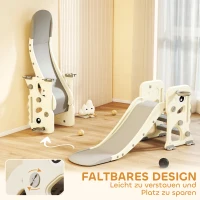 AIYAPLAY 3-in-1-kinderglijbaan met klimrek, basketbalring en bal, opvouwbare indoor-peuterglijbaan voor kinderen 2–5 jaar(m-4)