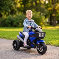 AIYAPLAY Kids Electric Motorcycle Ride-On Toy, 3-Wheel Battery-Operated Motorbike with Horn, Toddler Ride On Bike, Blue(m-9)