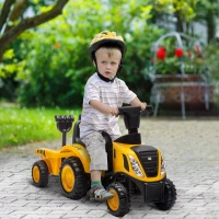 AIYAPLAY Zitgraafmachine met schep, stuur, afneembare aanhanger, licht en muziek, geel, 1-3 jaar(m-2)