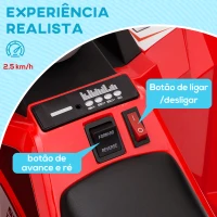 HOMCOM Quadriciclo Elétrico para Crianças com Reboque Bateria 6V de 18-36 Meses com Velocidade 2,5 km/h 106x41,5x48,5 cm Vermelho(m-5)