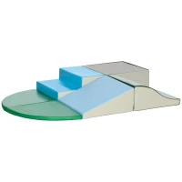 HOMCOM Parcours motricité bébé 6PCS, module motricité bébé en mousse EPE avec housse en revêtement synthétique, blocs mousse de construction, jouets éducatifs enfants d'âge préscolaire, multicolore(m-11)