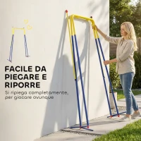 AIYAPLAY Struttura per Altalena da Giardino con 2 Ganci, in Acciaio, 128x155x157 cm, Giallo e Blu(m-6)