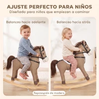 AIYAPLAY Caballo Balancín con Sonidos y Asas de Seguridad Base de Madera para Niños de 12 a 36 Meses Marrón Oscuro(m-6)