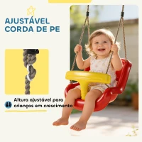 AIYAPLAY Baloiço Infantil com Corda Ajustável, Encosto Alto e Barra de Segurança em T para Interior e Exterior Vermelho(m-4)