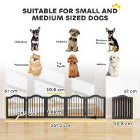 PawHut Freestanding Dog Gate Wooden Stair Gate for Dogs with Support Feet Foldable Pet Fence Safety Barrier for the House Doorway Stairs Black(m-3)