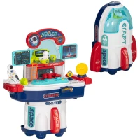 AIYAPLAY Banco da Lavoro Giocattolo da 21 Pezzi a tema Spaziale con Suoni e Luci, in PP e GPPS, 45.5x24x52.5 cm(m-1)