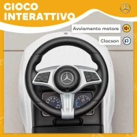 AIYAPLAY Macchina per Bambini Licenza Mercedes Benz con Clacson e Spazio Portaoggetti, 65x28x39 cm, Bianco(m-5)