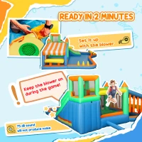 AIYAPLAY 8 in 1 Inflatable Bounce House with 550W Blower, Slide, 2 Pools, Basketball Hoop, Climbing Wall, Water Gun, Ring Toss(m-7)