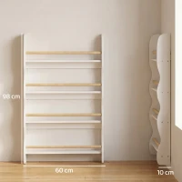 AIYAPLAY Bibliothèque murale pour enfant, rangement livre enfant 4 niveaux, fixer au mur, 60 x 10 x 98 cm, blanc(m-3)