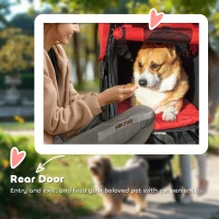 PawHut Dog Stroller Foldable Pet Pram for Small Miniature Breeds, Cats, 3 Wheels Dog Pushchair with Brake, Cupholder, Red(m-9)