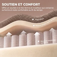 HOMCOM Canapé 3 Places en Chenille 244 cm, Canapé Salon Moderne, Assise et Accoudoirs Larges, Ressorts Ensachés, Marron Clair(m-5)
