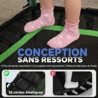 HOMCOM Trampoline pour enfant 1,22 x 1,11 x 1,9 m filet de sécurité porte zippée 6 poteaux rembourrés inclus vert noir(m-5)