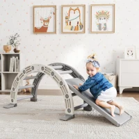 AIYAPLAY Escalada para Niños de 18-48 Meses 4 en 1 con Arco de Escalada Mecedora Rampa y Tobogán 164x70x57 cm Gris y Blanco(m-2)