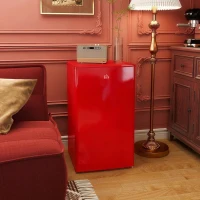 HOMCOM Frigider Compact 91L Ușă Reversibilă cu Congelator și Temperatură Reglabilă, Roșu(m-10)