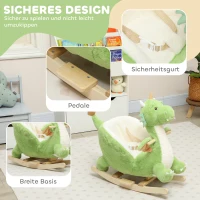 AIYAPLAY Schaukeltier, Dinosaurier-Schaukel, interaktive Tiergeräusche, weiche Füllung, Holzrahmen, 73 x 39 x 66 cm, Grün(m-6)