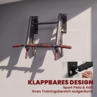 SPORTNOW Inklapbare optrekstang met antislip grepen, wandmontage, max. 120 kg, 98 x 65 x 31 cm, zwart(m-5)