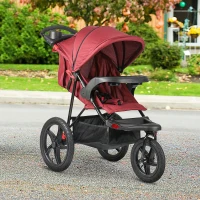 HOMCOM Triciclo Leggero Reclinabile e Pieghevole, Carrozzina per Bambini 6-36 Mesi Fino a 15kg con Portabicchieri, Rosso(m-10)