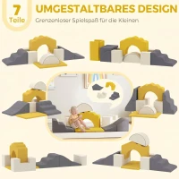 AIYAPLAY 7-teiliges Kinder Schaumstoff Bausteine für Kinder mit abnehmbarem Bezug, Indoor Kletter- und Krabbelspielzeug, Gelb(m-4)