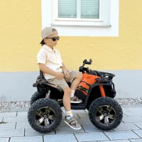 HOMCOM 12V Kinderfahrzeug mit Vorwärts-, Rückwärtsfunktion, MP3-Musikplayer, Scheinwerfer, 3-8 km/h, 3-5 Jahre, Orange(m-12)
