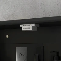 kleankin Armario de Baño con Espejo Armario de Pared con 2 Puertas Estante Abierto Estante Ajustable 56x13x58cm Negro(m-9)