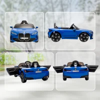 HOMCOM BMW i4 Licensed 12V Kids Electric Ride-On Car, Blue(m-9)