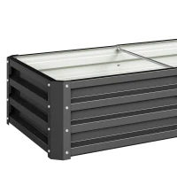 Outsunny Lot de 2 carrés potagers de jardin rectangulaire tôle d'acier ondulée 120 x 60 x 30,5 cm gris(m-11)