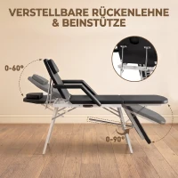 HOMCOM Draagbare 3-delige massagetafel met gezichtsuitsparing, afneembare hoofdsteun en armleuningen(m-4)