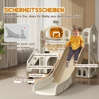 AIYAPLAY Kinderspeeltoestel, 7-in-1 glijbaan, indoor speelparadijs met opbergruimte en kruiptunnel, 186x153x111 cm, crèmewit(m-6)