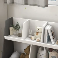 HOMCOM Organizador Infantil con 5 Compartimentos Abiertos en 2 Alturas y Patas de Madera de Pino 80x34x72,5 cm Gris y Blanco(m-8)