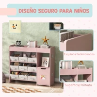 AIYAPLAY Organizador Infantil con Compartimentos 9 Cestas Extraíbles y Láminas de Pegatinas 92x30x80 cm Rosa(m-5)