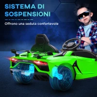 HOMCOM Macchina Elettrica per Bambini a 12V Licenza Lamborghini con Clacson e Telecomando, 107.5x64.5x47 cm, Verde(m-8)
