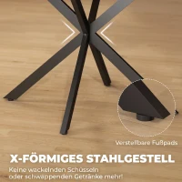 HOMCOM Uitschuifbare eettafel voor 4-6 personen, industriële keukentafel met stalen X-poten, rustiek bruin(m-7)