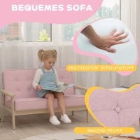 AIYAPLAY Kinderfauteuil, kindersofa met houten frame, fluweellook, gestoffeerd, voor kinderen van 3-15 jaar Roze(m-4)