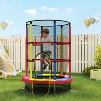 HOMCOM Cama Elástica Infantil Ø160 cm Trampolín para Niños de 3-6 Años con Red de Seguridad Patas en Forma de L Multicolor(m-2)