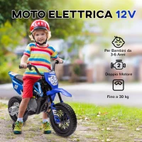 AIYAPLAY Moto Elettrica per Bambini con Rotelle Rimovibili, Sospensioni, Suoni e Indicatore di Carica, Blu(m-6)