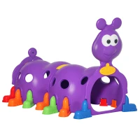 Outsunny Kids Play Tunnel, Caterpillar Crawling Tunnel, for Ages 3-6 Years - Purple(m-1)