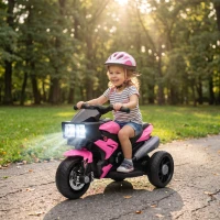 AIYAPLAY Kids Electric Motorcycle Ride-On Toy, 3-Wheel Battery-Operated Motorbike with Horn, Toddler Ride On Bike, Pink(m-8)